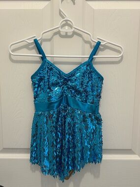 Girls Teal Sequin Dance Costume